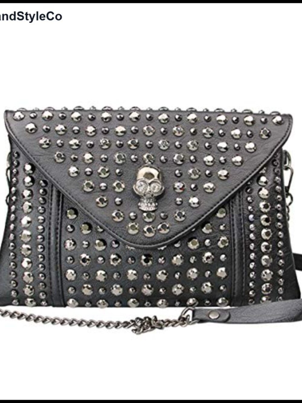 PU Leather Rivet Chain Clutch Shoulder Crossbody Satchel Small Top-Handle Bag